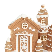 HOMCOM Christmas Gingerbread House, Lighted Musical Snow Village with Rotating Train, LEDs, Tunes, Battery Operated(m-10)