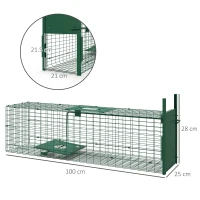 Outsunny Cușcă Capcană pentru Animale Mici cu O Ușă și Mâner, 100x25x28 cm, Verde Închis(m-3)