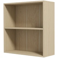 HOMCOM 2 Tier Bookshelf, Low Bookcase with Adjustable Shelf, 2 Compartments for Home Office, Living Room, Study, Natural(m-11)