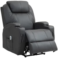 HOMCOM Massagestoel, elektrisch verstelbaar, 8 vibratiepunten, bekerhouder, kunstleer, donkergrijs(m-10)