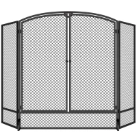 HOMCOM Pare-feu de Cheminée Pliable 3 Panneaux, 2 Portes, Style Moderne, Pare-Étincelles Cheminée en Métal, 122x10x75cm, Noir(m-17)