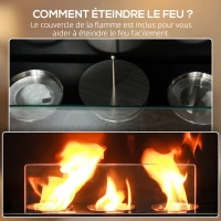 HOMCOM Cheminée au bioéthanol brûleur 400 ml durée de combustion de 3 heures avec verre de protection marron(m-5)