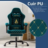 Chaise gaming avec repose-pieds, coussin doux pour la nuque et les lombaires, coussin de soutien amovible, 60x60x122 cm, bleu marine(m-5)