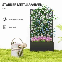 Outsunny Hoogbed met privacypaneel, klimrek, metaal, zwart(m-6)