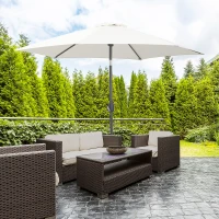 Outsunny Ombrellone da Giardino 2.6x2.4 m con Manovella e Testa Inclinabile, in Alluminio e Poliestere Beige e Nero(m-2)