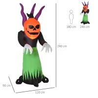 HOMCOM Fantasma Gonfiabile Halloween, Decorazione da Giardino Halloween Impermeabile e Autogonfiabile con Picchetti e Funi 120x90x240cm(m-3)