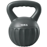 SPORTNOW Kettlebell 10 kg, Haltère avec Poignée Antidérapante, Haltère à Boule, Musculation, Entraînement, pour Gym, Gris(m-17)