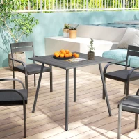 Outsunny Tuintafel, Buiteneettafel voor 4 Personen, Stalen Frame, Makkelijk te Reinigen, Roestbestendig, 80 x 80 x 74 cm, Grijs(m-9)