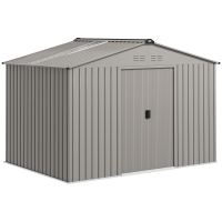 Outsunny Gereedschapsschuur van Metaal met Schuifdeuren en Ventilatieramen, 277 x 195 x 192 cm, Grijs