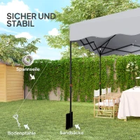 Outsunny 3 x 3 m Pop-up Paviljoen, Hoogteverstelbaar Tuinpaviljoen, met Rolkoffer, voor Tuin, Terras, Metaal, Stof, Lichtgrijs(m-7)