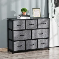 HOMCOM Ladekast met 8 Stoffen Lades, 2 Groot, 6 Klein, Metalen Frame, Kantelbeveiliging, Grijs(m-2)