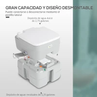 Outsunny Inodoro Portátil 20L con Indicador de Nivel Carga 150 kg para Camping Viaje Ancianos Caravana Barco 33x40x43 cm Gris(m-4)
