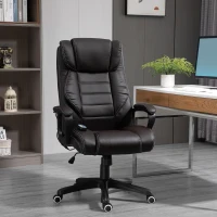 Vinsetto Fauteuil de bureau massant  fauteuil bureau ergonomique grand confort hauteur réglable fonction dossier à bascule revêtement synthétique brun(m-2)