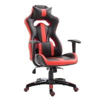 HOMCOM Silla Gaming Profesional Silla de Juego Oficina Ergonómica Estilo Deportivo Giratorio Reposacabezas y Cojín Lumbar Reclinable Altura Ajustable Cuero Sintético PU(m-10)