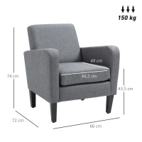 HOMCOM Modern Accent Chair, Occasional Chair with Rubber Wood Legs for Living Room, Bedroom, Grey(m-3)