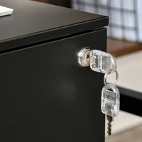 Vinsetto 2-Drawer Vertical File Cabinet, Lockable Steel Filing Cabinet with Pencil Tray and Hanging Bar for A4, Letter, Legal-sized Files, Fully Assembled Except Casters, Black(m-8)