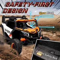 AIYAPLAY 12V Kids Ride On Car with Remote Control, Kids Electric Car with Suspension System, Music, for Ages 3-5 Years, Orange(m-6)