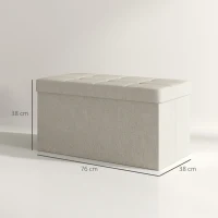 HOMCOM Puff Almacenaje, Banco Almacenaje Plegable 84 L 76x38x38 cm Tapizado en Lino Sintético Baúl de Almacenamiento Crema(m-3)