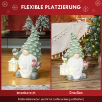 HOMCOM Kerstkabouter met Lantaarn, LED, op Batterijen, Weerbestendig, 28x21x42 cm(m-5)