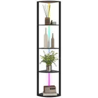 HOMCOM LED Vloerlamp 5-niveaus dimbare vloerlamp met rek, RGB kleurenwisseling, afstandsbediening(m-11)