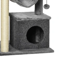 PawHut krabpaal 100 cm met hangmat speelboom kattengrot platforms klimboom kattenkrabpaal activiteit krabpaal pluche sisal grijs(m-12)