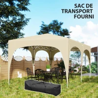 Outsunny Tonnelle pliante 3 x 6m Pop Up, UPF50+ Hauteur ajustable, avec sac de transport et sacs de sable, Sable(m-7)