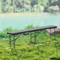 Outsunny Campingbank, Kunststof Buitenbank, Draagvermogen 240 kg, Zwart(m-3)