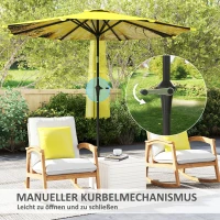 Outsunny Parasol Ø300 cm met Handmolen, Achthoekig, Geel(m-7)