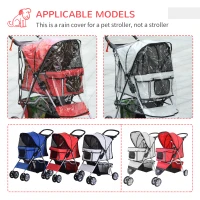PawHut Dog Stroller with Rain Cover for Small Miniature Dogs, Folding Pet Pram with Cup Holder, Storage Basket, Reflective Strips, Red(m-8)