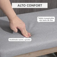 HOMCOM Reposapiés de Salón Taburete Bajo Tapizado en Lino Sintético con Estructura de Madera para Sala de Estar Gris(m-5)