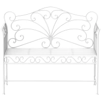 Outsunny Panchina da Esterno a 2 Posti , Panchina Biposto da Giardino Stile Romantico Ferro 111 x 50 x 98cm Bianco(m-11)