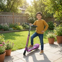 HOMCOM Foldable Electric Kids Scooter, Ride-on for Ages 7-14 Years, Purple(m-10)