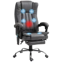 Vinsetto Directiestoel met Massage- en Verwarmfunctie, Voetensteun, Verstelbaar, tot 120kg, Grijs(m-11)