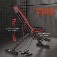 HOMCOM Banco de Musculación Plegable con Respaldo y Asiento Ajustables Extensión de Pierna Cojín de Predicador Banda Negro(m-4)