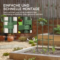 Outsunny Set van 2 Rankrekken met Tas, Verstelbare Niveaus, Roestvrij Staal, 33x33x180 cm, Groen(m-7)