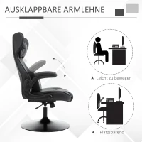 HOMCOM gamestoel computerstoel lendenkussen in hoogte verstelbaar metaal zwart(m-4)