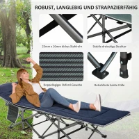 Outsunny Campingbed, Opvouwbaar met Kussen, 188 x 64,5 x 53 cm, Donkerblauw+Grijs(m-5)