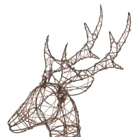 Outsunny 3-Piece Lighted Reindeer and Sleigh Set, PP Rattan Outdoor Christmas Decoration with LEDs, 8 Modes, Daily Timer(m-12)