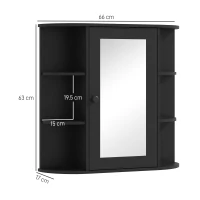 Homcom Dulapior Baie cu Oglinda – Lemn Alb 66×17×63 cm(m-3)