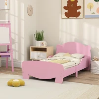 AIYAPLAY Lettino per Bambini con Testiera e Pediera a Orso e 2 Sponde Laterali, in Legno, 143.5x80x55 cm, Rosa(m-7)