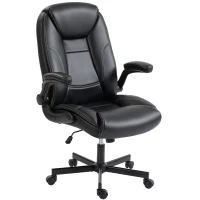 HOMCOM Chaise bureau ergonomique fauteuil de bureau accoudoirs relevables hauteur réglable fonction bascule noir(m-13)
