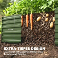 Outsunny Plantenkuip, Handige Bloemenbed voor het Planten, Verzorgen en Kweken, Verhoogd Bed, Staal, Groen(m-4)