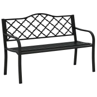 Outsunny tuinbank 2 zits metaal zwart 128 x 58.5 x 89 cm(m-11)
