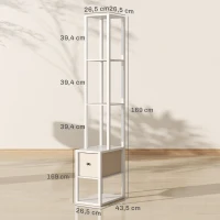 HOMCOM Lámpara de Pie Moderna con Estantes Abiertos Cajón de Tela e Interruptor de Pie para Dormitorio Sala de Estar Blanco(m-3)