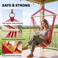 Outsunny Hammock Chair Swing Colourful Striped Tree Hanging Seat Porch Indoor Outdoor Fabric Garden Furniture(m-4)