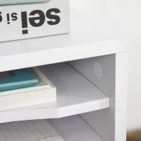 Vinsetto Lot de 2 organiseurs bureau bois blanc avec couches fournitures support d'imprimante dim. 35,5L x 25l x 28,6H cm(m-7)