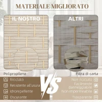 HOMCOM Paravento da Interno a 3 Pannelli Pieghevole, 135x180 cm, Separé Intrecciato in PP e Legno di Pino, Rovere(m-5)