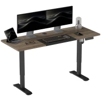 Vinsetto elektrisch bureau computertafel in hoogte verstelbaar metaal naturel zwart(m-11)
