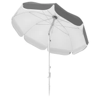 Outsunny Beach Umbrella Portable with Sand Anchor, Carry Bag, Adjustable Height & Tilt, UPF50+ UV Protection, Grey(m-1)