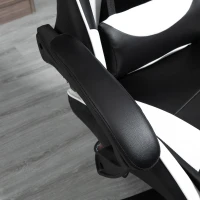 Vinsetto Silla Gaming Profesional Silla de Escritorio Ergonómica Reclinable y Ajustable en Altura con Respaldo Alto Reposacabezas y Reposabrazos 66x66x128-138 cm Blanco(m-9)